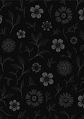 Dark Floral Line Art Pattern Rug