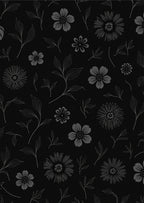 Dark Floral Line Art Pattern Rug