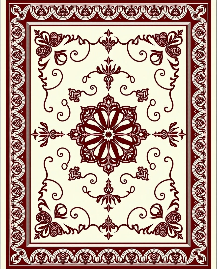 Elaborate Floral Bordered Medallion Rug