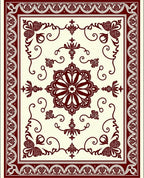 Elaborate Floral Bordered Medallion Rug