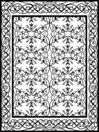 Ornate Black White Scroll Pattern Rug