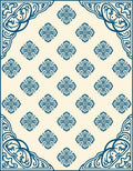 Ornate Blue Floral Patterned Rug