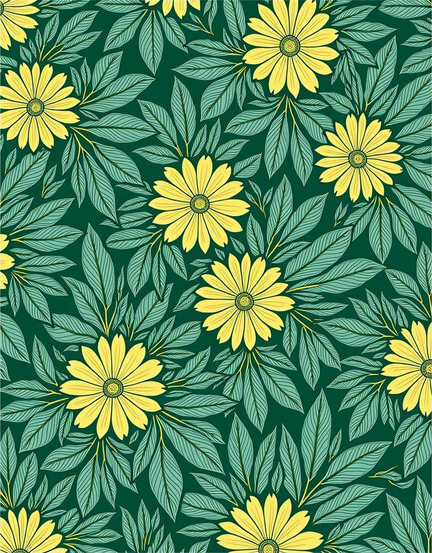 Yellow Daisy And Leaf Pattern Rug
