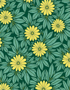 Yellow Daisy And Leaf Pattern Rug