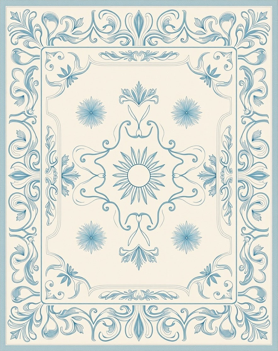 Classical Floral Sunburst Pattern Rug