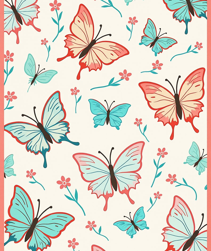 Whimsical Butterfly Floral Pattern Rug