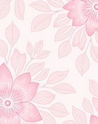 Soft Pink Floral Outline Pattern Rug