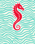 RedSeahorse On Wave Pattern Rug