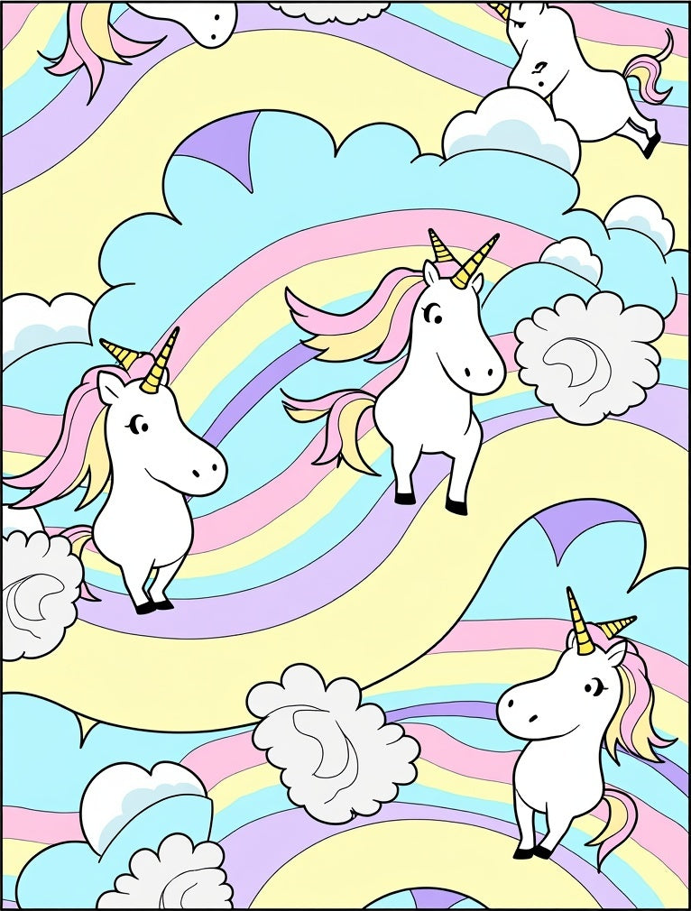 Whimsical Unicorn Rainbow Swirl Pattern Rug