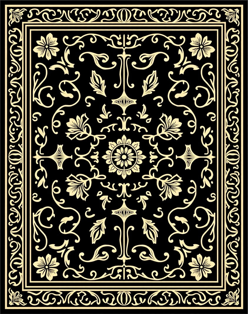 Elegant Floral Scrollwork Pattern Rug