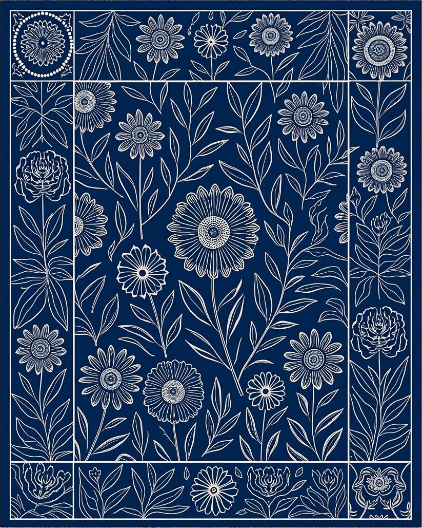 Classic Floral Vine Leaf Pattern Rug