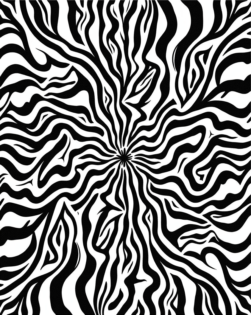 Wild Zebra Print Radial Design Rug