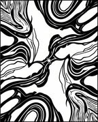 Bold Swirling Black and White Pattern Rug