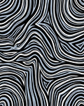 Abstract Wavy Black White Stripe Design Rug
