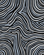 Abstract Wavy Black White Stripe Design Rug