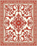 Red Floral Scrollwork Damask Pattern Rug