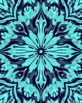 Aqua And Navy Mandala Pattern Rug