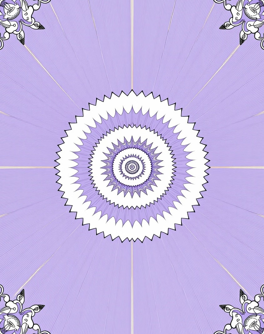 Concentric Spiky Floral Pattern Rug