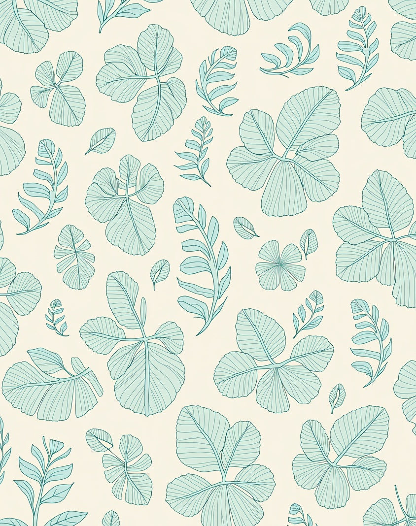Mint Green Leafy Pattern Rug