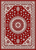 Traditional Red Cream Mandala Pattern Rug