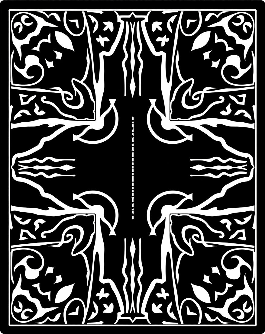 Abstract Black White Ornamental Motif Rug