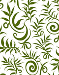 Green Leafy Swirl Floral Pattern Rug