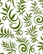Green Leafy Swirl Floral Pattern Rug