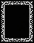 Classic Black White Floral Border Rug