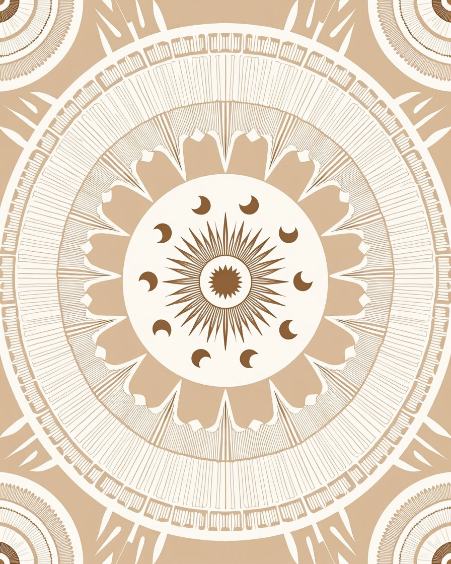 Sun Moon Celestial Mandala Pattern Rug