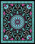 Bold Teal Pink Mandala Floral Pattern Rug