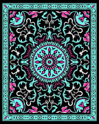 Bold Teal Pink Mandala Floral Pattern Rug