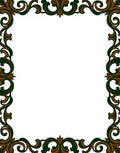 Ornate Green Brown Scroll Border Rug