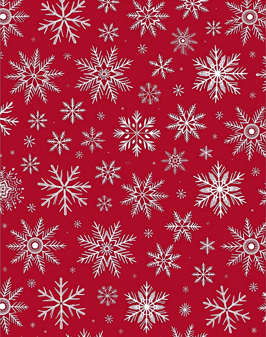 Festive Red White Snowflakes Garland Rug