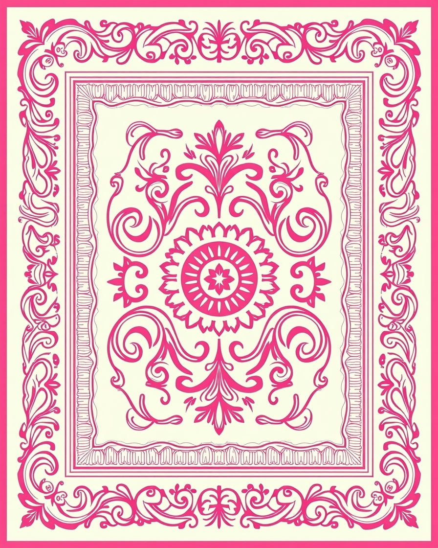 Ornate Floral Scrollwork Rug