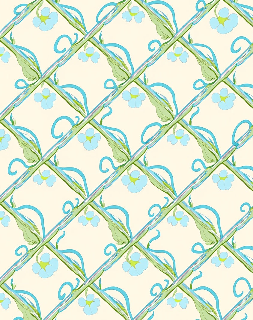 Art Nouveau Floral Vine Lattice Rug