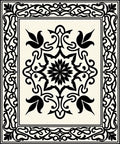 Classic Black White Floral Scroll Rug