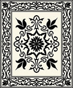 Classic Black White Floral Scroll Rug