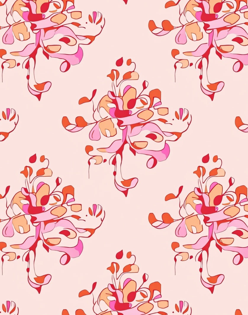 Abstract Floral Swirl Motif Design Rug