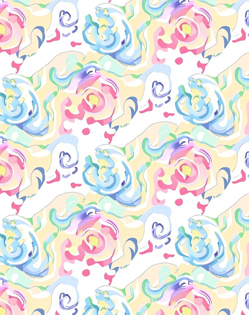 Pastel Swirls Dots Abstract Design Rug
