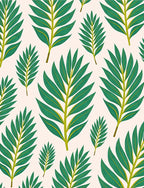 Green Leaf Patterned Modern Rug