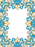 Elegant Blue Gold Floral Border Design Rug