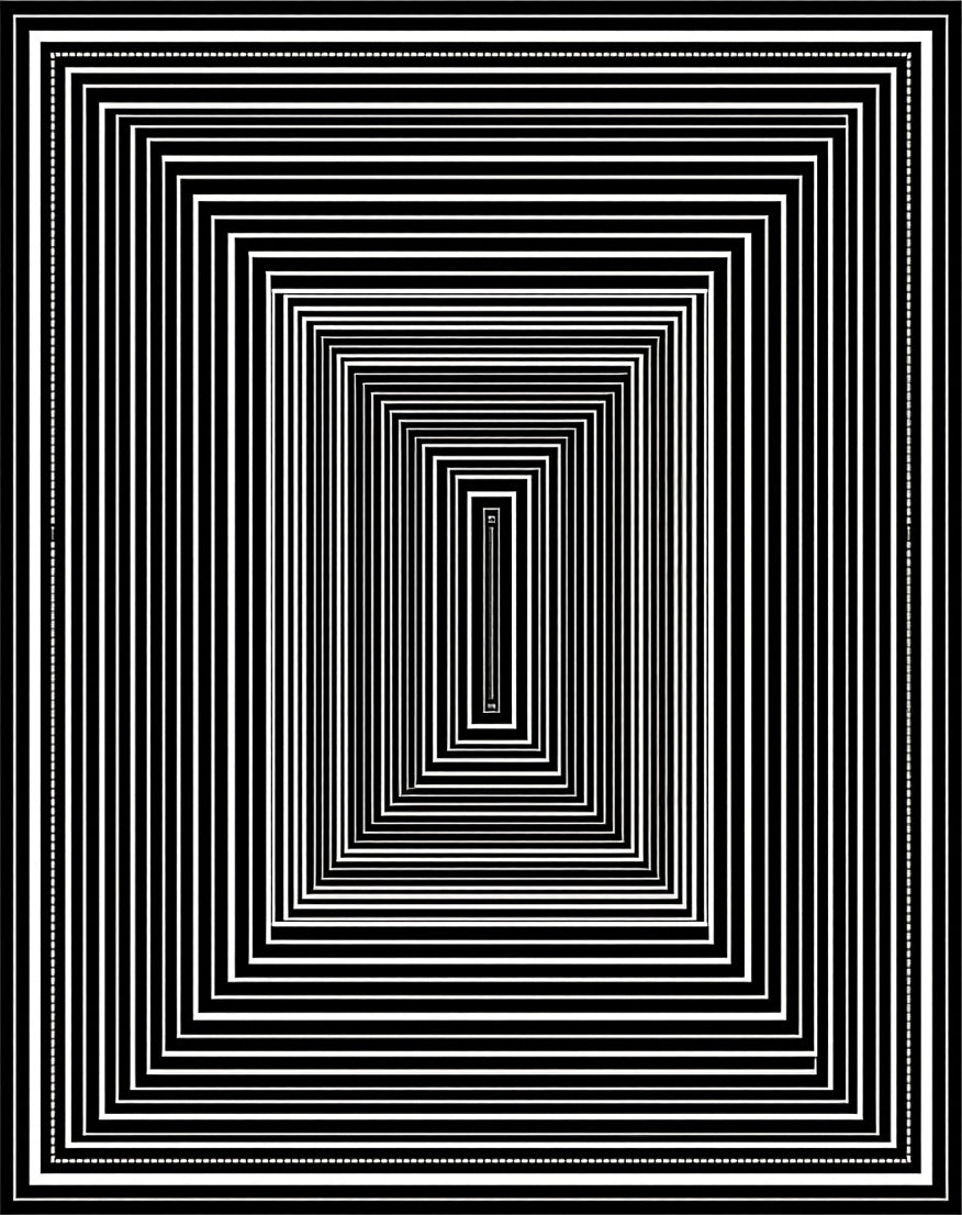 Black White Concentric Squares Rug