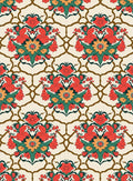 Floral Lattice Red Green Pattern Rug