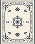 Classic Floral Border With Mandala Motif Rug