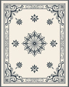 Classic Floral Border With Mandala Motif Rug