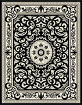 Black Cream Intricate Floral Medallion Rug