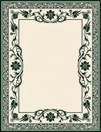 Ornate Floral Vines Border Design Rug