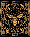Golden Bee Black Ornate Rug