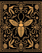 Golden Bee Black Ornate Rug