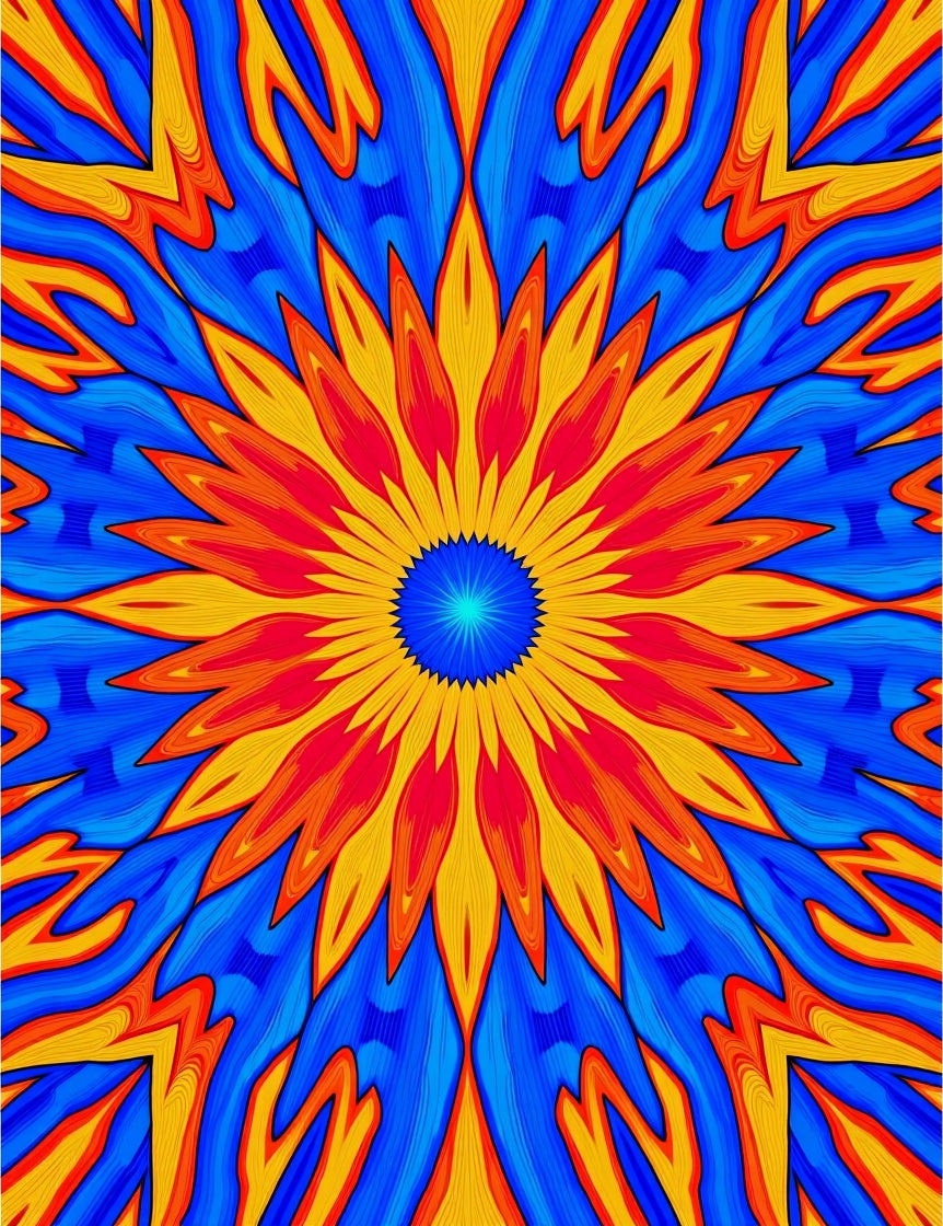 Vibrant Sunny Kaleidoscope Design Rug